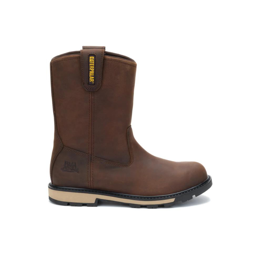 Caterpillar Men's 247 10-Inch Wellington Soft Toe Boot Dark Brown - Lateral View