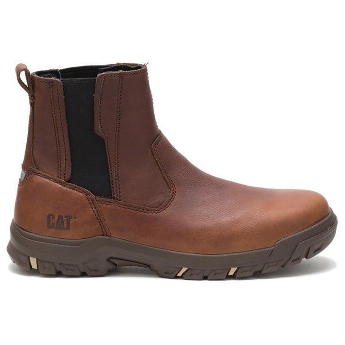 Caterpillar Abbey Women’s Steel-Toe Chelsea Work Boot Brown Profile View