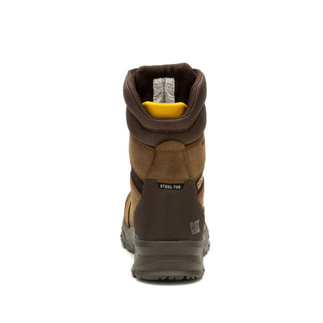Caterpillar Accomplice X 8 Inch Steel-Toe Waterproof Work Boot Brown P91642 Heel Image