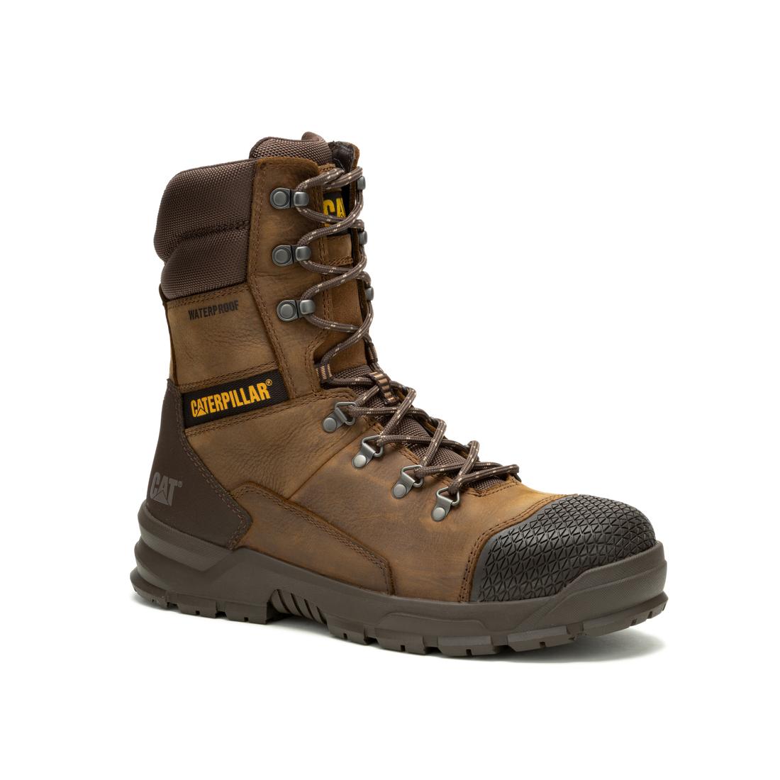 Caterpillar Accomplice X 8 Inch Steel-Toe Waterproof Work Boot Brown P91642 Medial Image