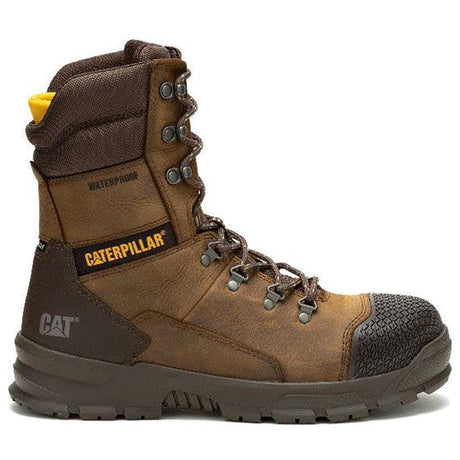 Caterpillar Accomplice X 8 Inch Steel-Toe Waterproof Work Boot Brown Profile View