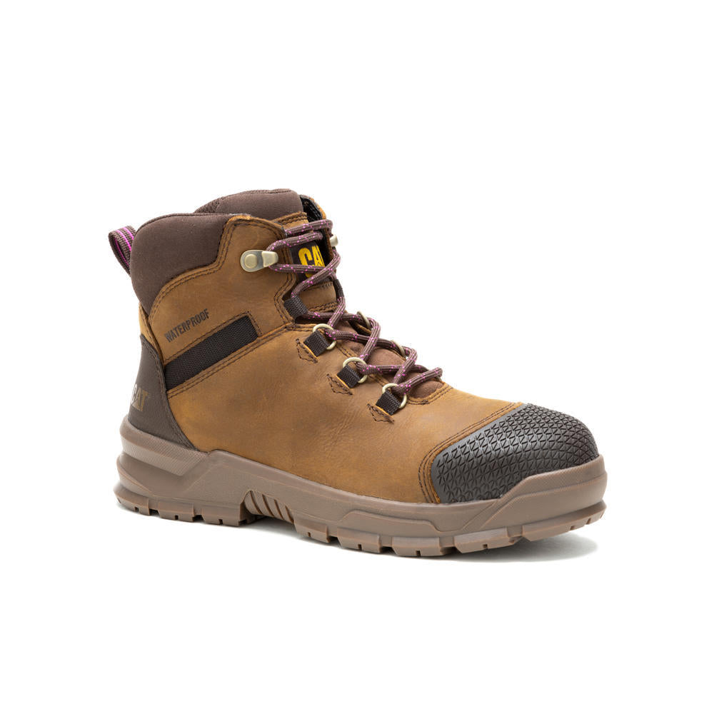 Caterpillar Accomplice X Women’s Steel-Toe Waterproof Work Boot Tan P91632 Medial Image