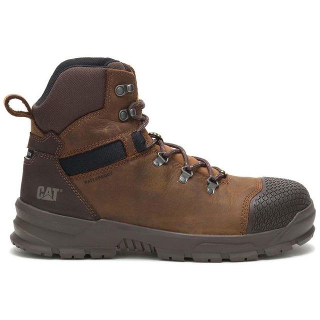 Caterpillar Accomplice X Steel-Toe Waterproof Work Boot Brown Profile View