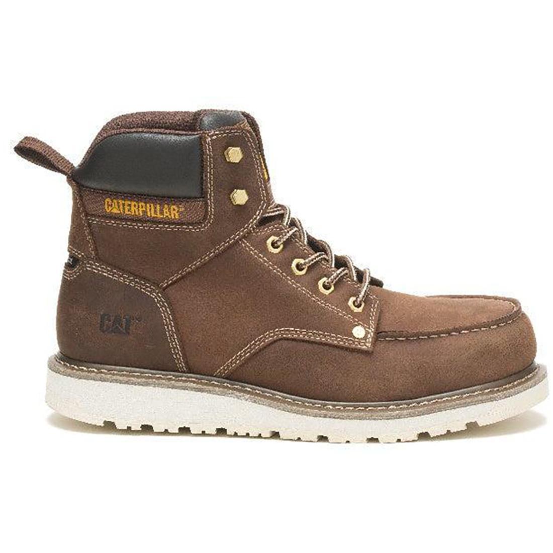 Caterpillar Calibrate Steel-Toe Work Boots Brown Profile View