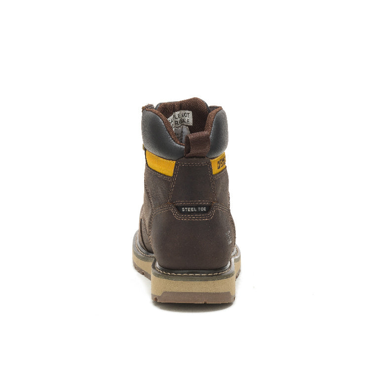 Caterpillar Calibrate Steel-Toe Work Boot Dark Brown P91418 Heel Image