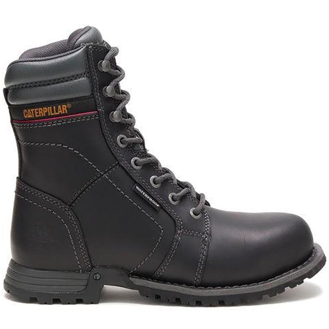 Caterpillar Echo Women’s Steel-Toe Waterproof Work Boot Black Profile View
