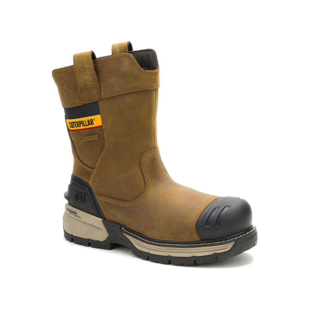 Caterpillar Men's Excavator PowerSpring Wellington Composite Toe Boot Pyramid - Angled View