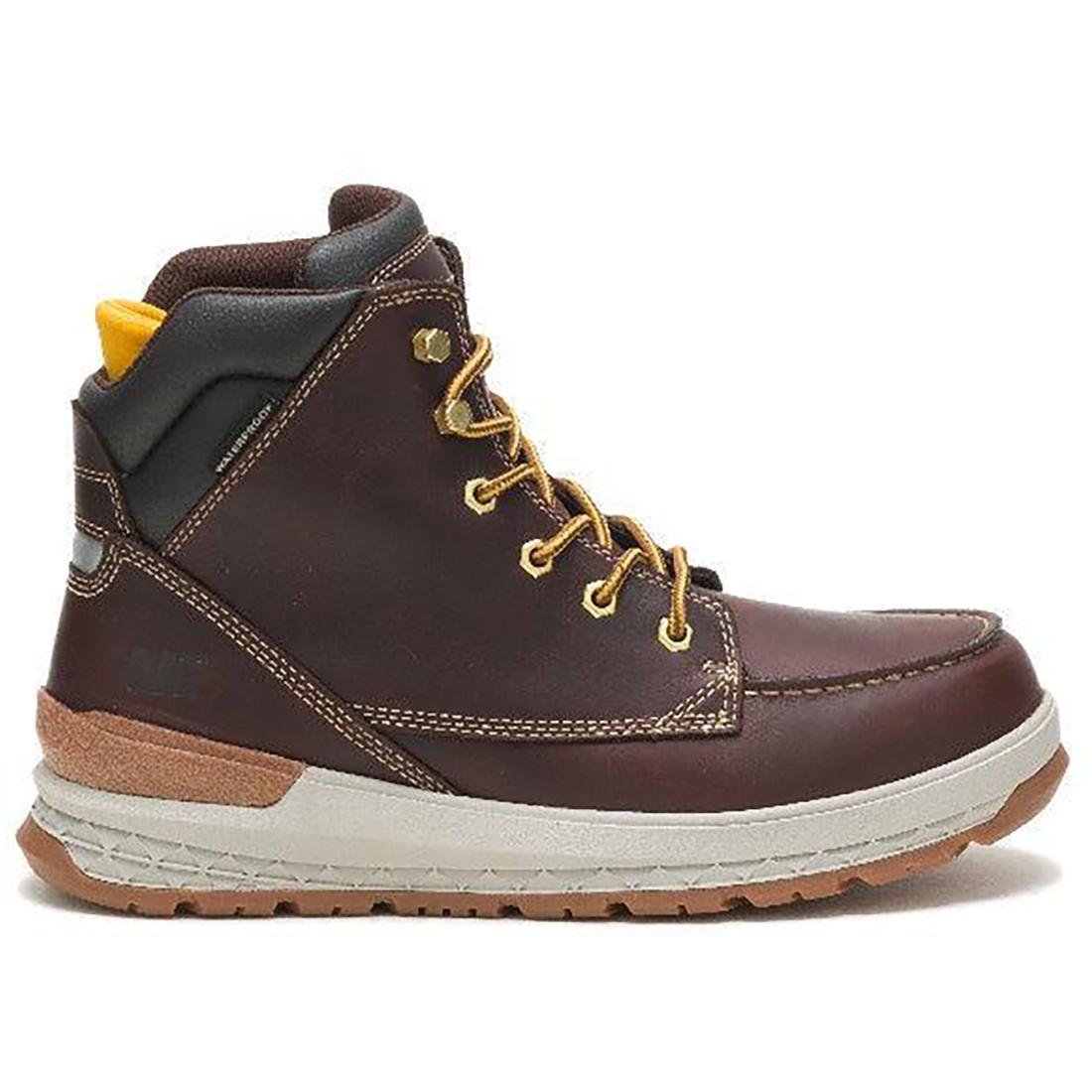 Caterpillar Indiana 2.0 Steel-Toe Work Boot Red Brown Profile View