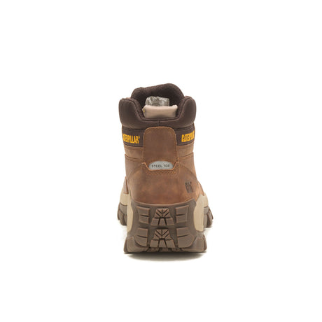 Caterpillar Invader Hi Steel-Toe Work Boot Brown P91596 Heel Image