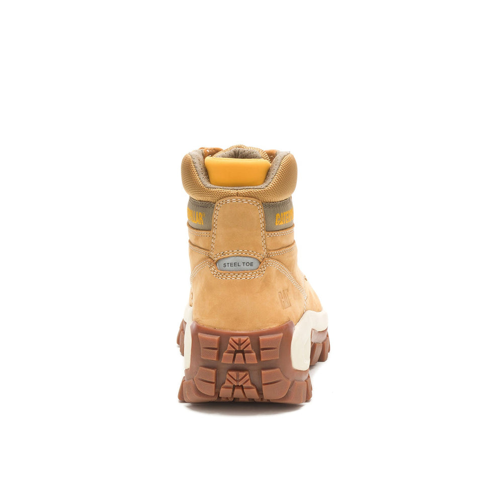 Caterpillar Invader Hi Steel-Toe Work Boot Honey P91286 Heel Image