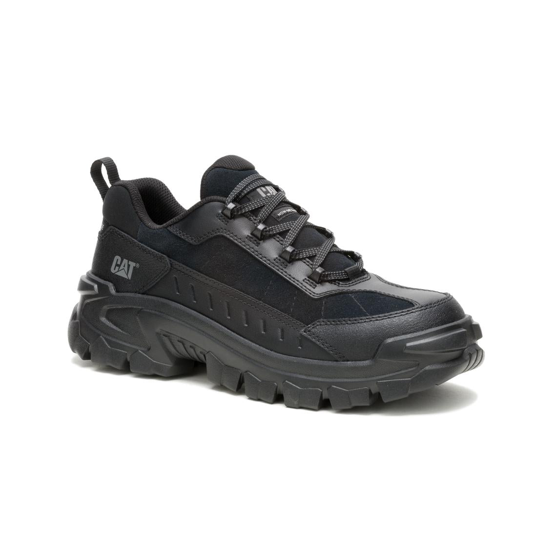Caterpillar Invader Sport Lo Composite-Toe Shoes Black In Suede P91770 Medial Image