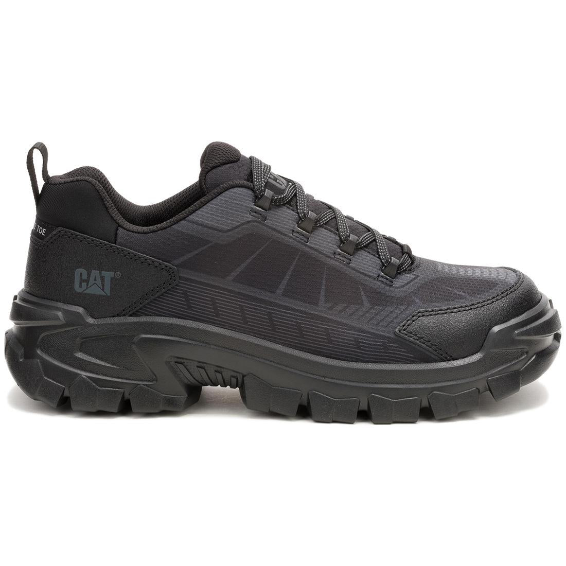Caterpillar Invader Sport Lo Mesh Composite-Toe Shoes Black In Mesh Profile View