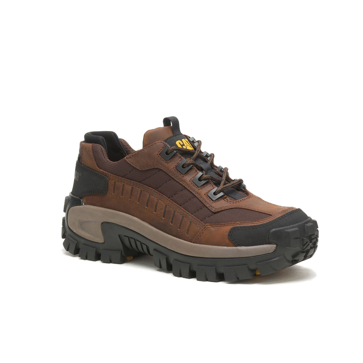 Caterpillar Invader Steel-Toe Work Shoe Dark Brown P91338 Medial Image