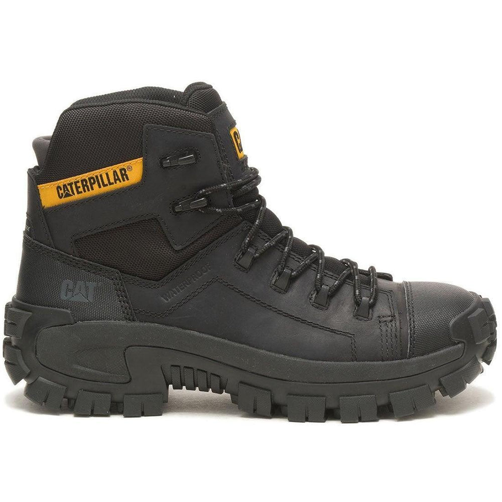 Caterpillar Invader Composite-Toe Waterproof Hiker Work Boot Black Profile View