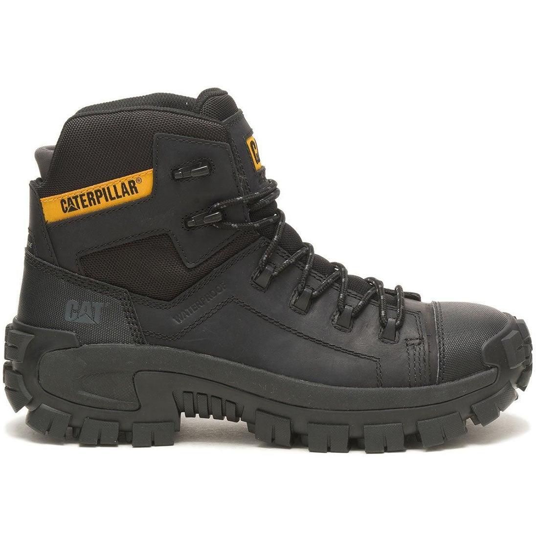 Caterpillar Invader Composite-Toe Waterproof Hiker Work Boot Black Profile View