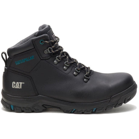 Caterpillar Mae Women’s Steel-Toe Waterproof Work Boot Black Profile View