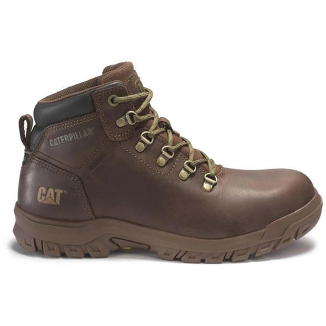 Caterpillar Mae Women’s Steel-Toe Waterproof Work Boot Brown Profile View