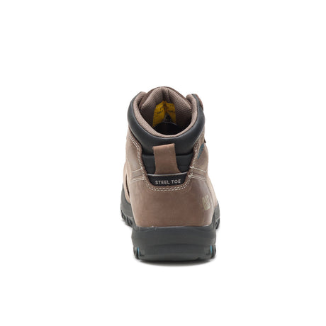 Caterpillar Mae Women’s Steel-Toe Waterproof Work Boot Light Brown P91012 Heel Image