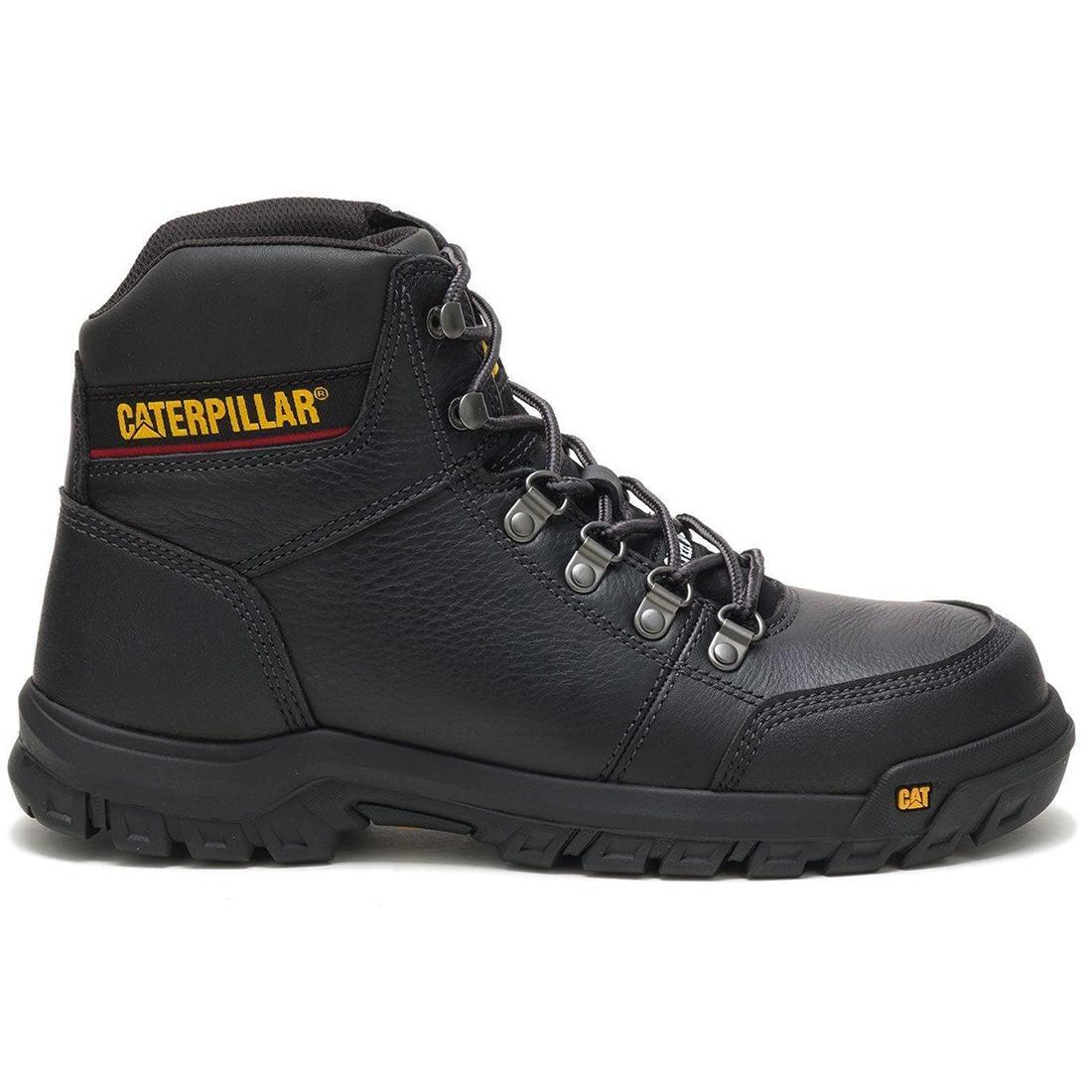 Caterpillar Outline Steel-Toe Work Boot Black Profile View