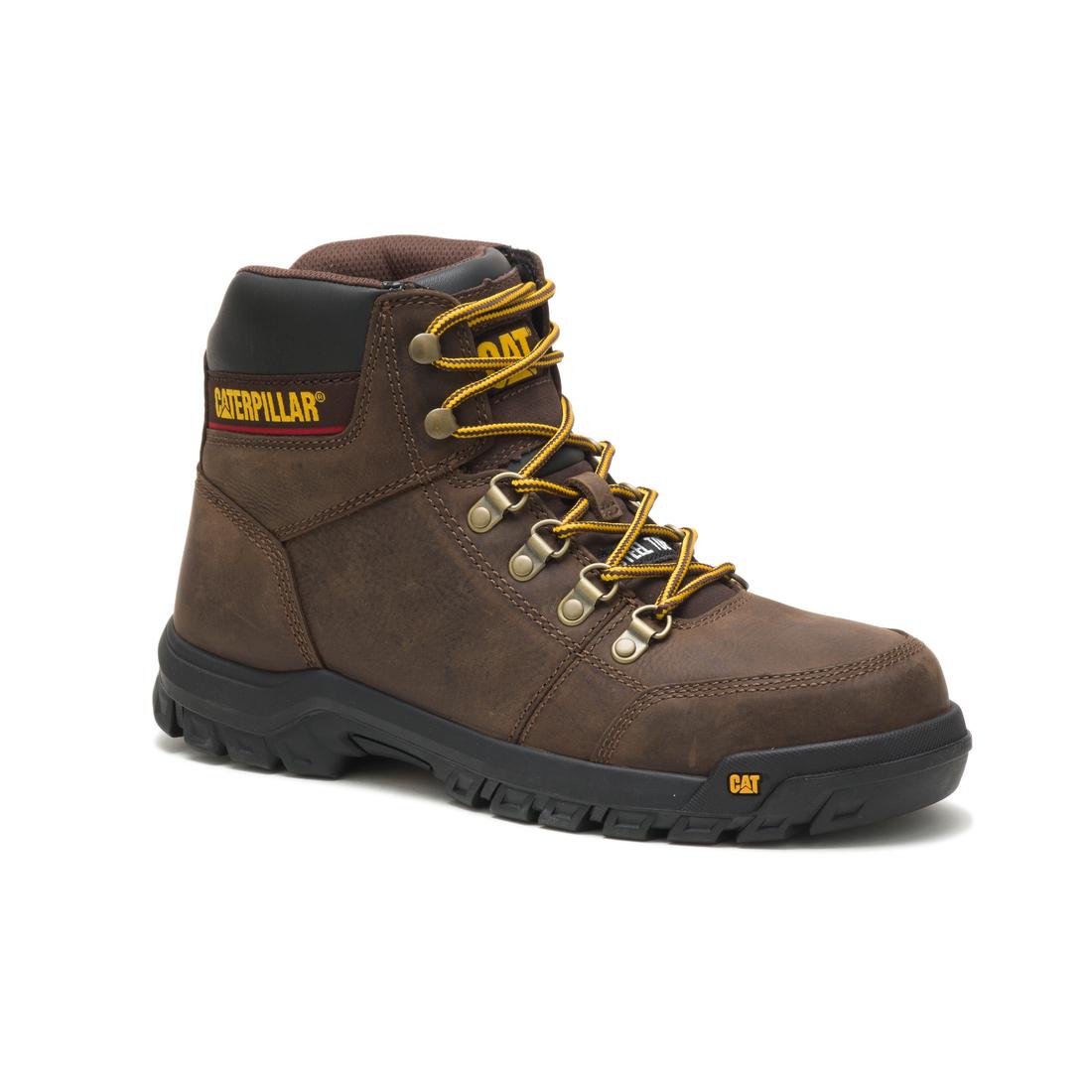 Caterpillar Outline Steel-Toe Work Boot Brown P90803 Medial Image