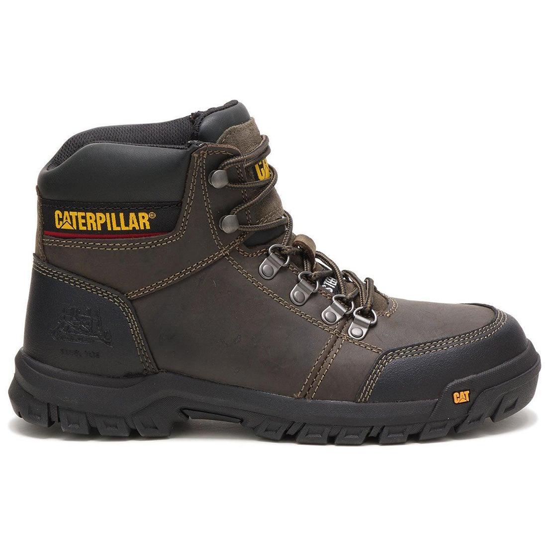 Caterpillar Outline Steel-Toe Work Boot Brown/Black Profile View