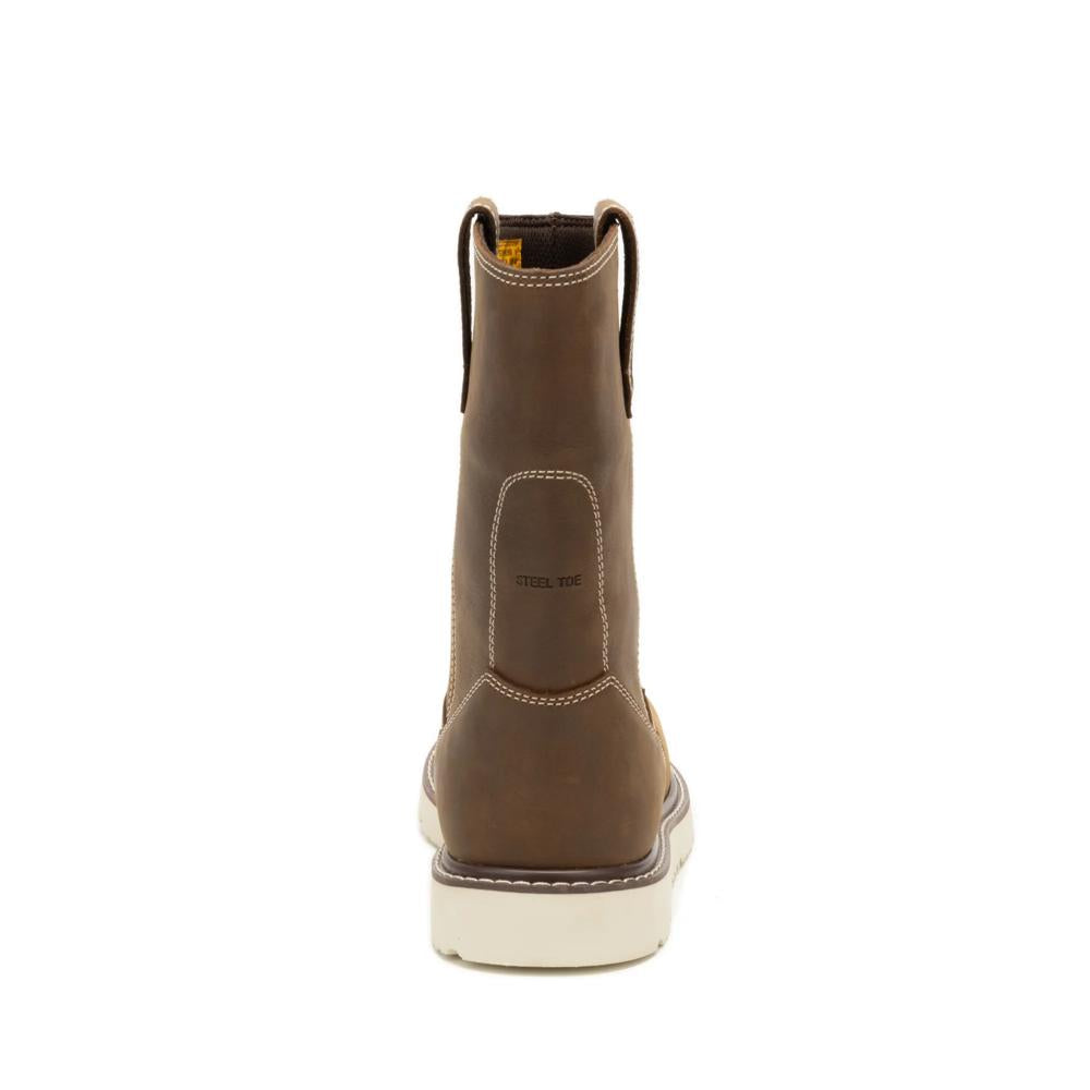 Caterpillar Men's Reclaimer Wedge 10-Inch Wellington Steel Toe Boot Pyramid - Heel View