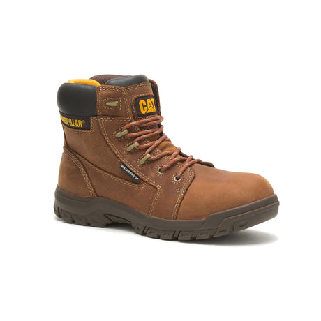Caterpillar Resorption Women’s Composite-Toe Waterproof Work Boot Leather Brown P91392 Medial Image
