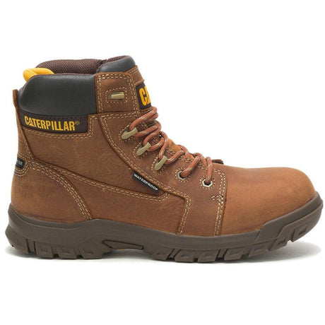 Caterpillar Resorption Women’s Composite-Toe Waterproof Work Boot Leather Brown Profile View
