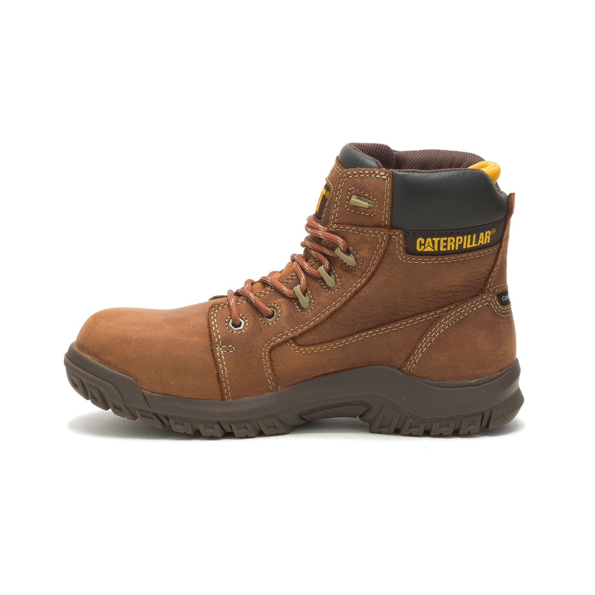 Caterpillar Resorption Women’s Composite-Toe Waterproof Work Boot Leather Brown P91392 Side Image