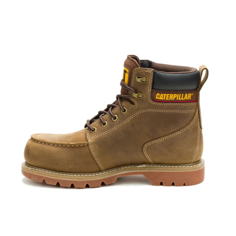 Caterpillar Men's Second Shift Grader Moc Toe Steel Toe Boot Dark Wheat - Medial View