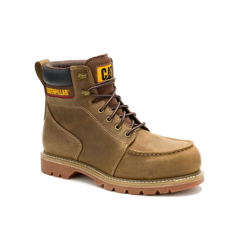 Caterpillar Men's Second Shift Grader Moc Toe Steel Toe Boot Dark Wheat - Angled View