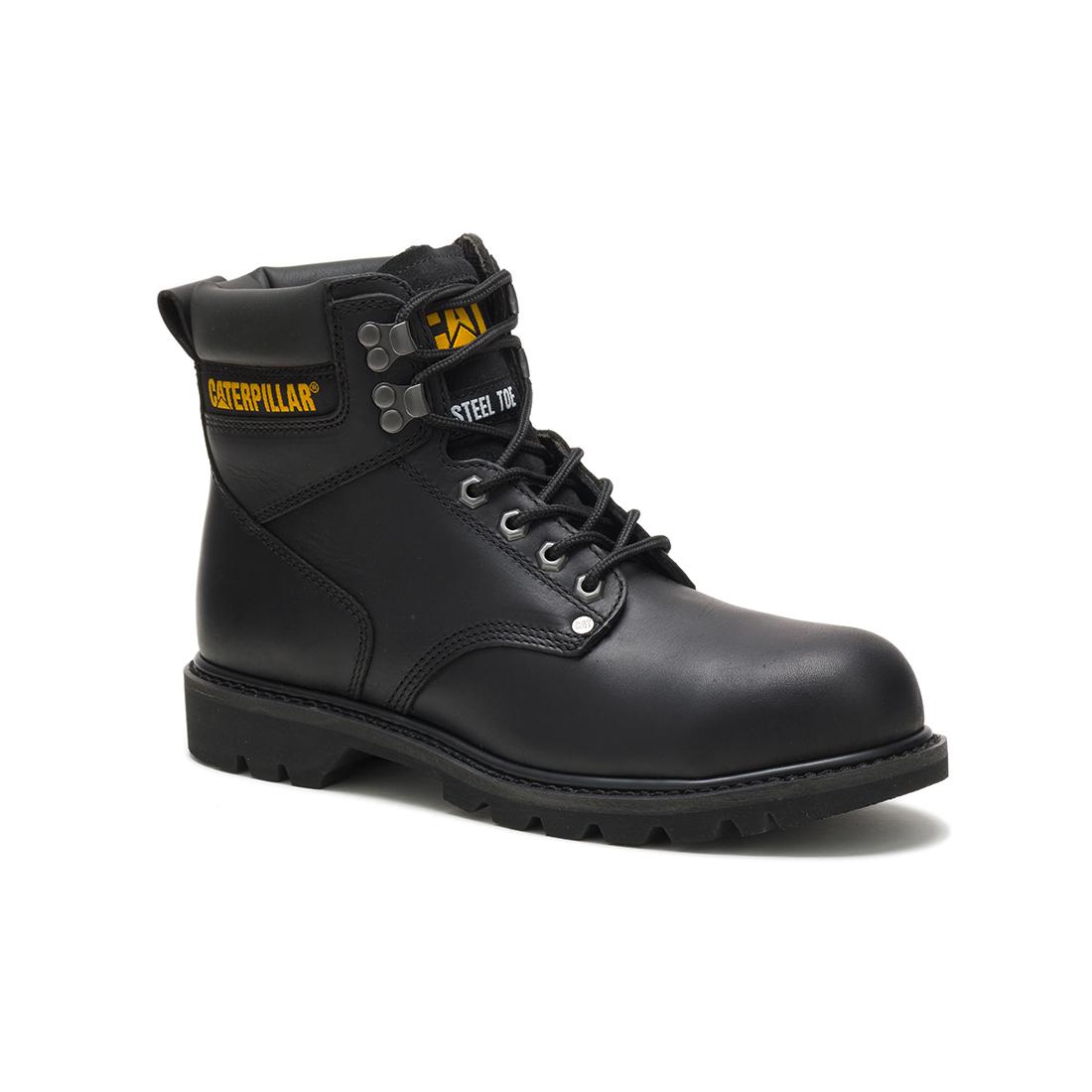Caterpillar Second Shift Steel-Toe Work Boot Black P89135 Medial Image