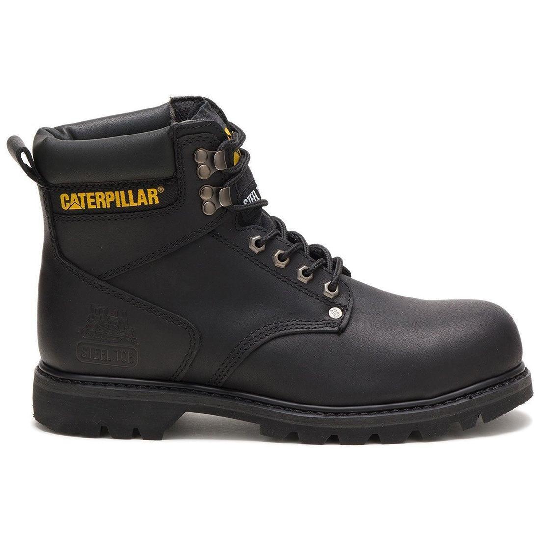 Caterpillar Second Shift Steel-Toe Work Boot Black Profile View