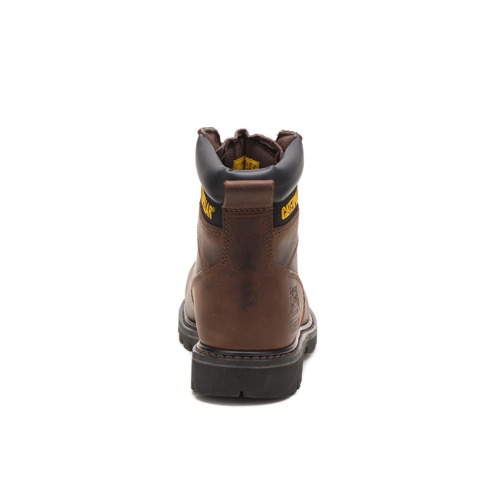 Caterpillar Second Shift Steel-Toe Work Boot Dark Brown P89586 Heel Image