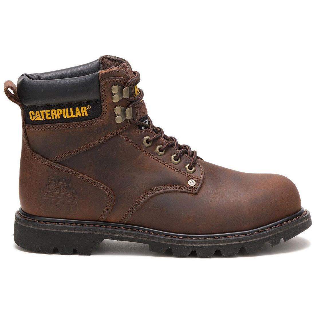 Caterpillar Second Shift Steel-Toe Work Boot Dark Brown Profile View