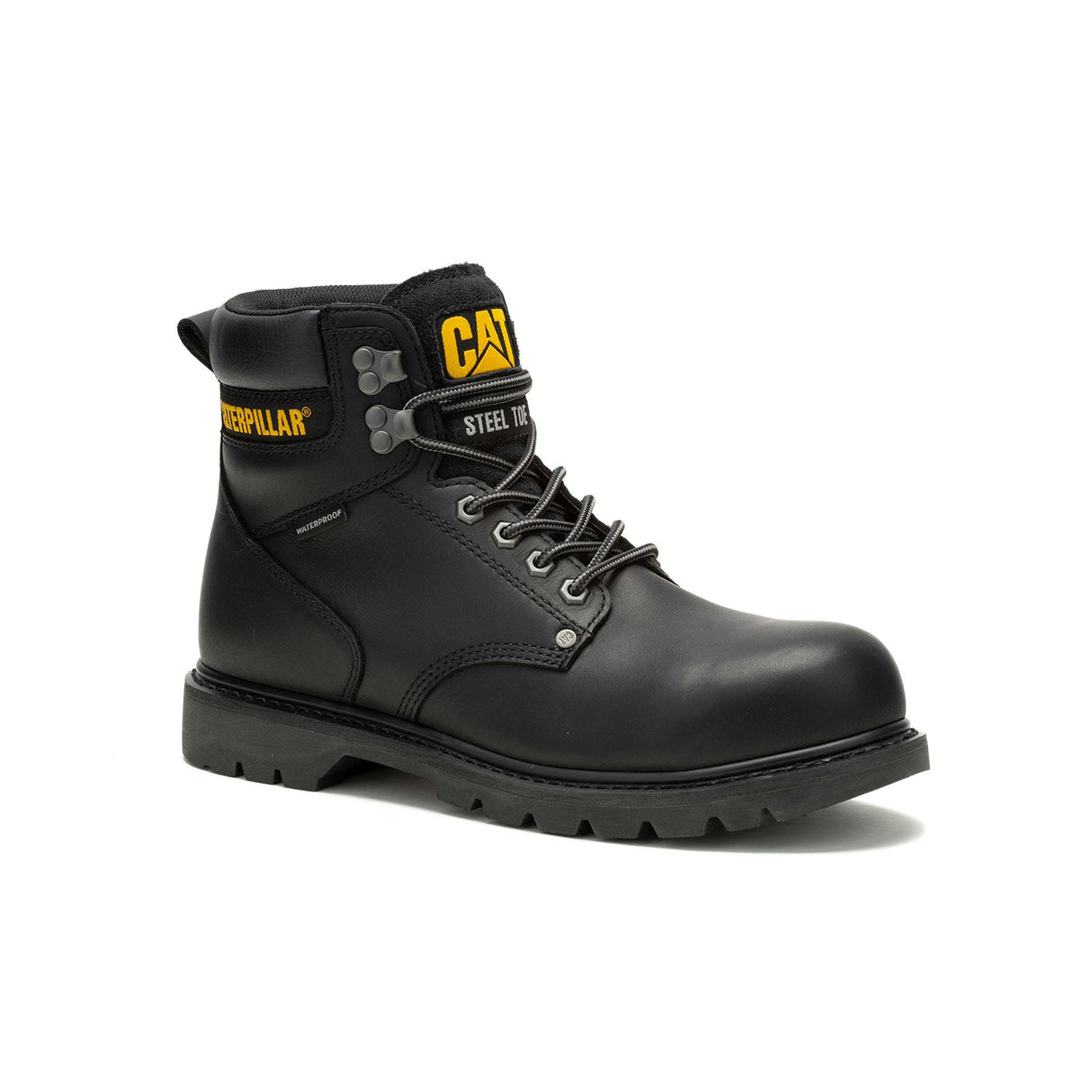 Caterpillar Second Shift Steel-Toe Waterproof Work Boot Black P91658 Medial Image