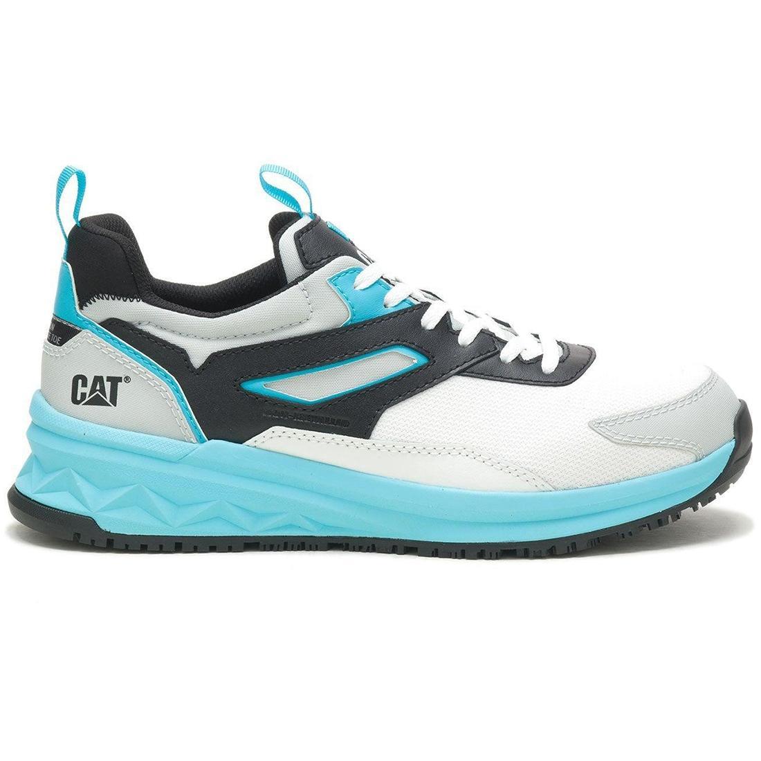 Caterpillar Streamline Runner Composite-Toe Work Shoe White/Blue Profile View