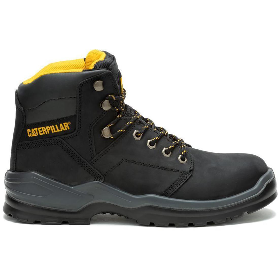 Caterpillar Striver Steel-Toe Boots Black Profile View