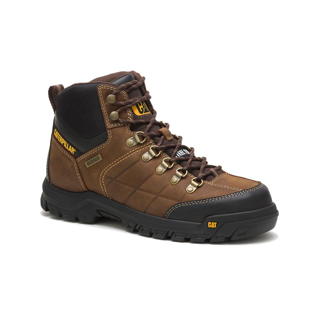 Caterpillar Threshold Soft-Toe Waterproof Boot Brown P74128 Medial Image