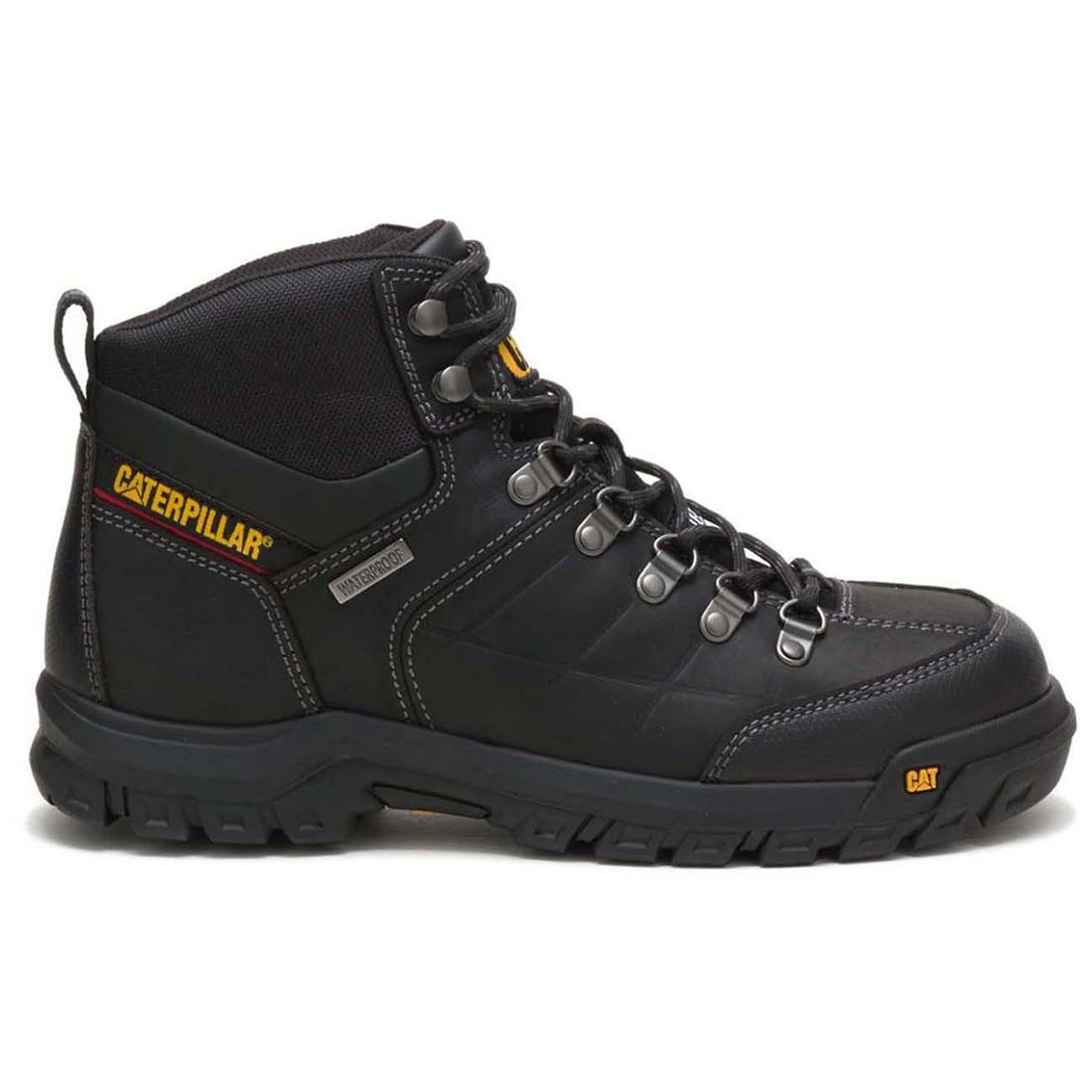 Caterpillar Threshold Steel-Toe Waterproof Work Boot Black Profile View