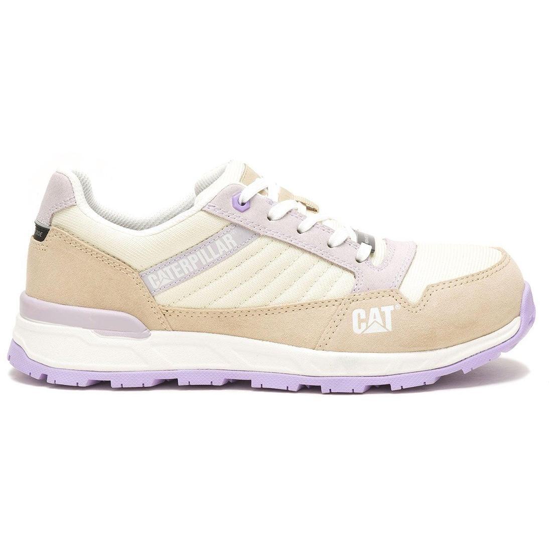 Caterpillar Venward Women’s Composite-Toe Work Shoe Tan/Lilac Profile View