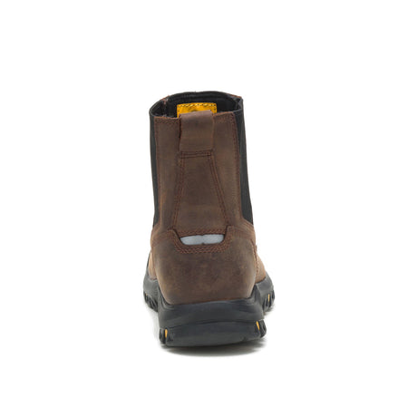 Caterpillar Wheelbase Soft-Toe Chelsea Work Boot Brown P51033 Heel Image