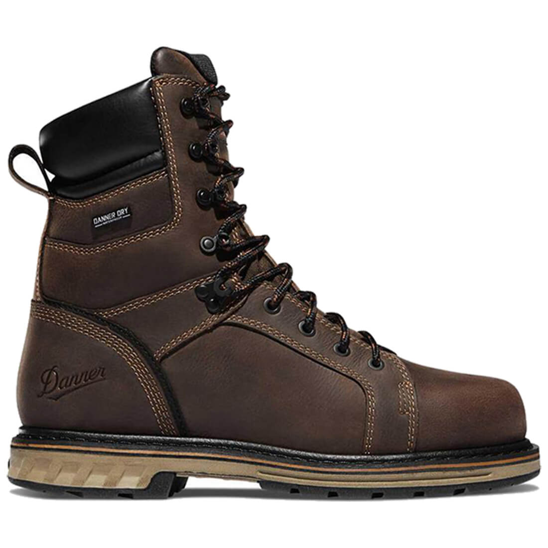 Danner Steel Yard 8" Waterproof Steel Toe Work Boot Brown Profile View