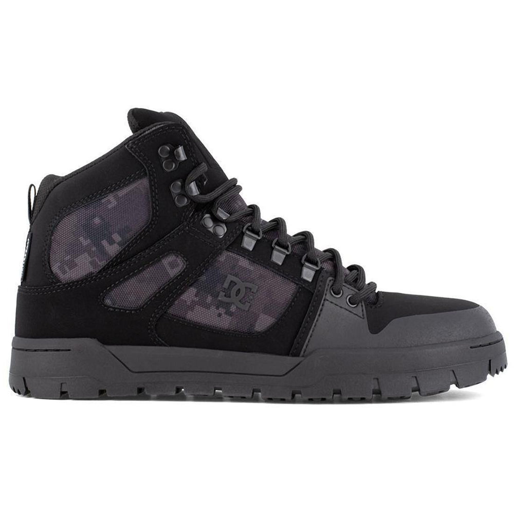 DC Shoes Pure Work Composite Toe Waterproof Mid‑Cut Boot – Black/Camo Profile View