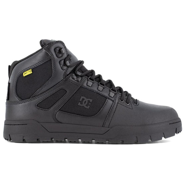 DC Shoes Pure Work Composite Toe Waterproof Mid‑Cut Boot w/ Met Guard – Black Profile View