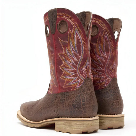 Durango Maverick Pro Steel Toe Waterproof Western Work Boot Safari Elephant And Crimson Cover