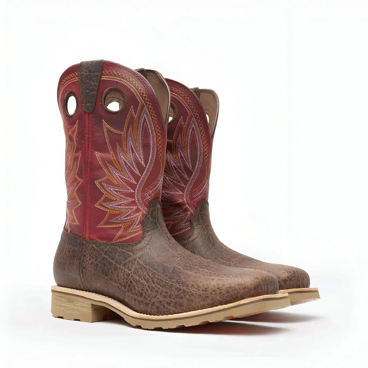 Durango Maverick Pro Steel Toe Waterproof Western Work Boot Safari Elephant And Crimson Medial