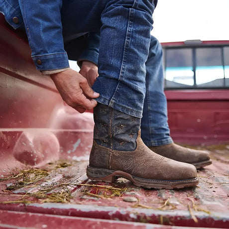 Durango Maverick XP Composite Toe Waterproof Western Work Boot Vintage Flag Heel