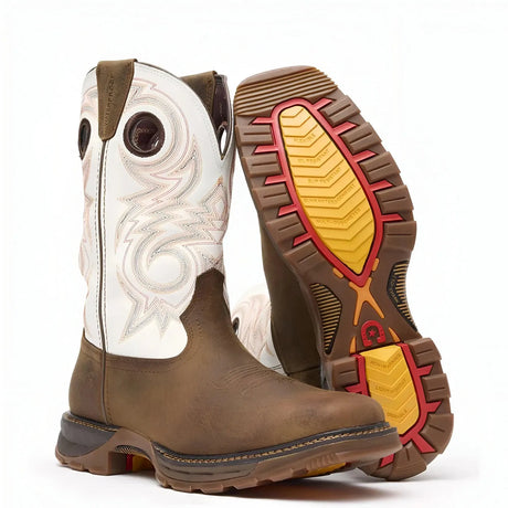 Durango Maverick XP Waterproof Western Work Boot Chocolate And White Heel