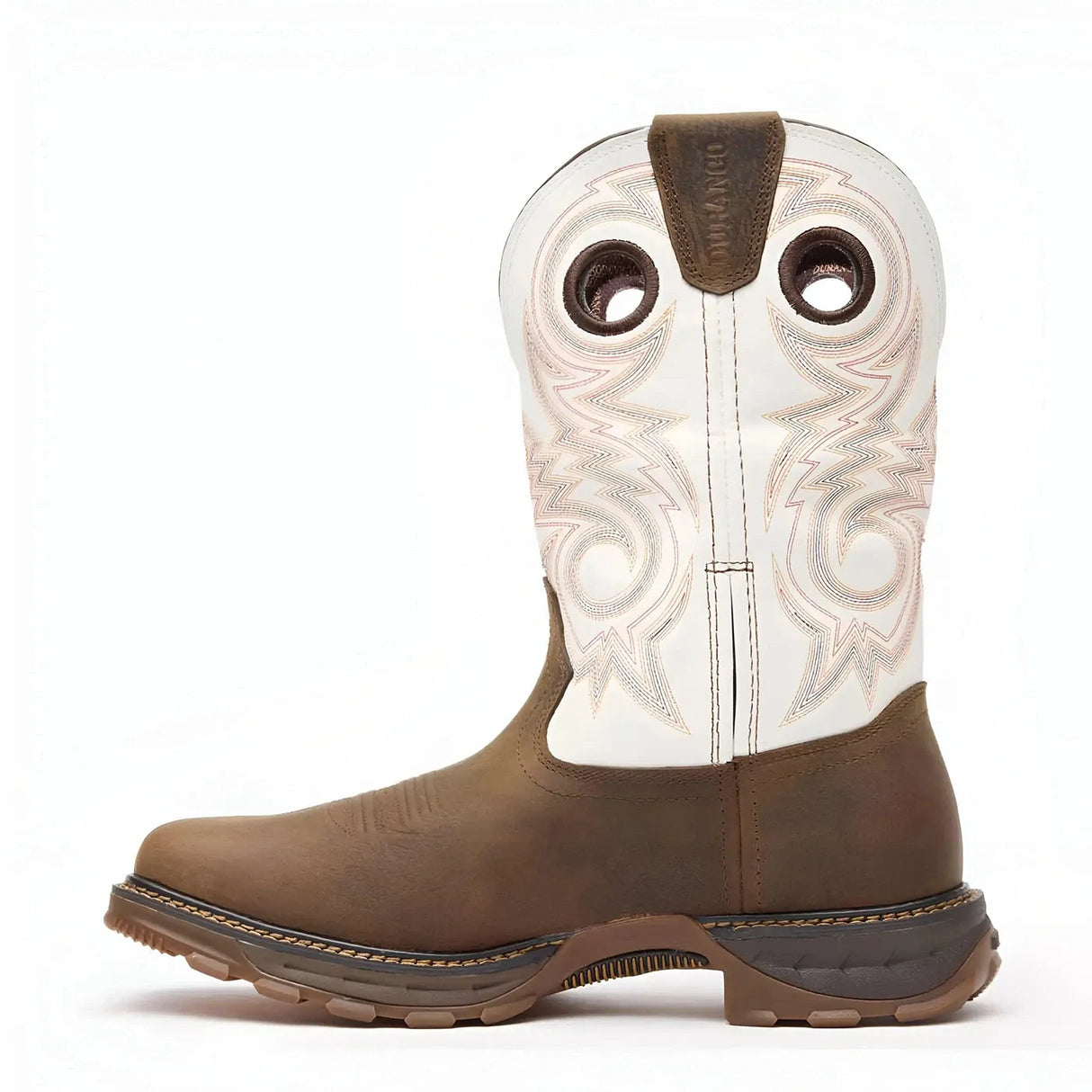 Durango Maverick XP Waterproof Western Work Boot Chocolate And White Side